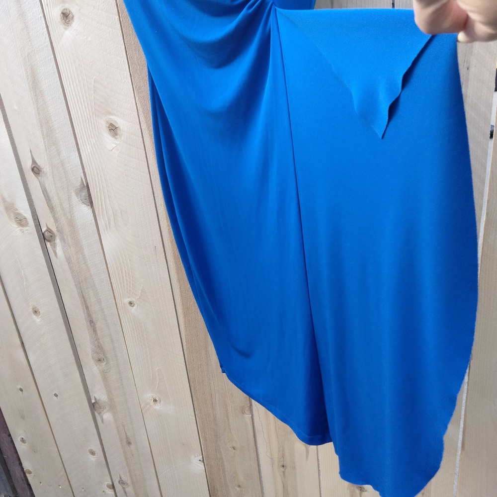Alexa B Royal Blue Faux-Wrap Midi Dress Women's Size 8 V-Neck - Picture 6 of 14